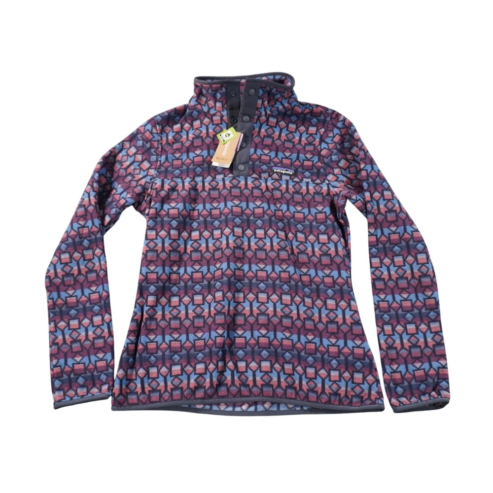 Patagonia Micro D Snap-T Pullover Womens Small Blue Cedar Mesa Geometric 26020